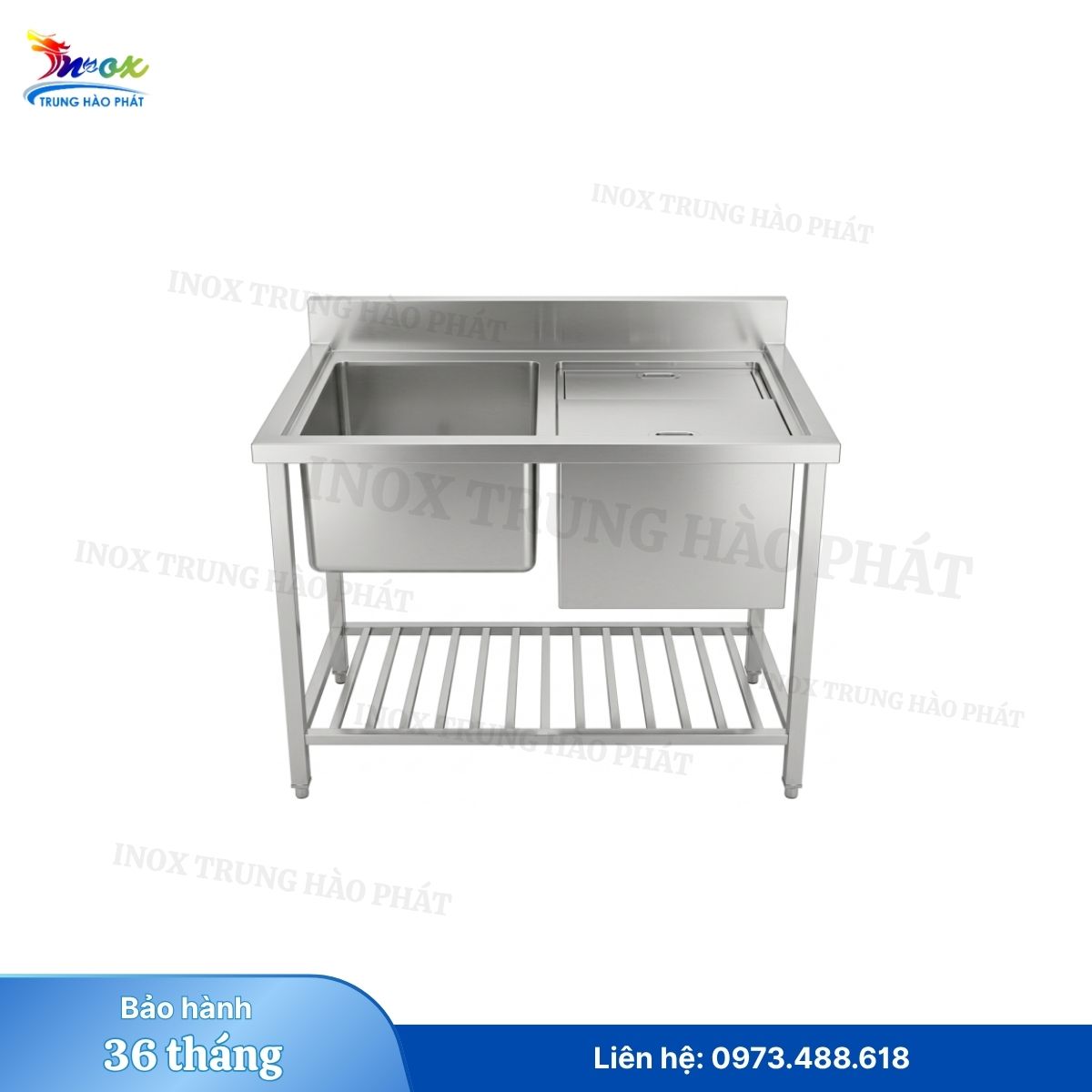CHẬU RỬA INOX CÔNG NGHIỆP KÈM THÙNG ĐÁ